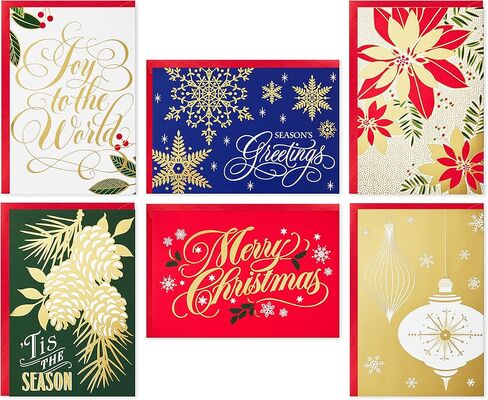 Hallmark Boxed Christmas Cards Assortment, Gold Foil Classic (6 Designs, 36 Cards with Envelopes) in Saudi Arabia