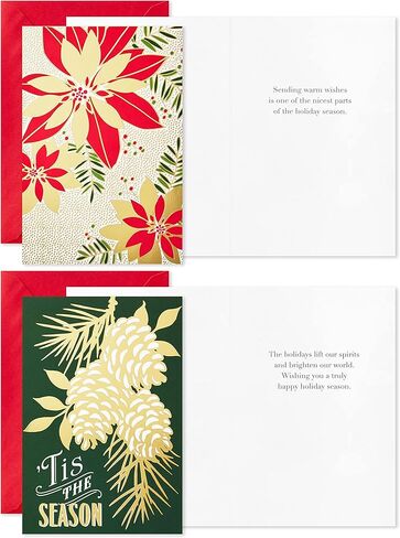 Hallmark Boxed Christmas Cards Assortment, Gold Foil Classic (6 Designs, 36 Cards with Envelopes) in Saudi Arabia