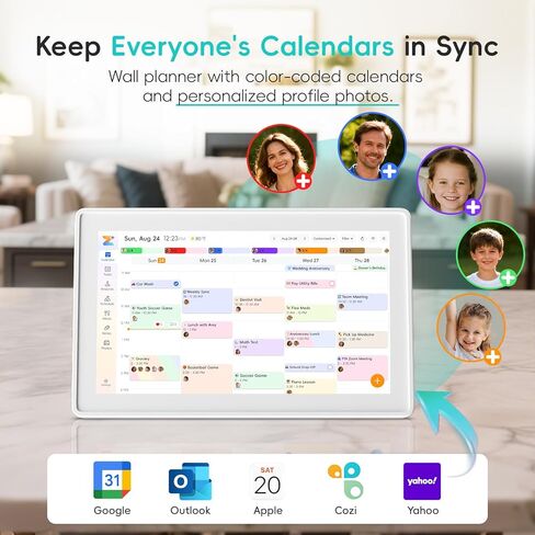 Westsee 15.6" Digital Calendar Frame – Interactive Touchscreen Eletronic Calendars, Smart Family Planner for Schedule, Photo Display, Meals, Chore Chart & Tasks, Wall & Desk Mountable (White) in Saudi Arabia