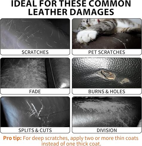 Leather Repair Kit,Car Seats, Sofa,Jacket & Purse - Repairs Burn Holes,Scratches,Tears - Restores Faux,Vinyl,Artificial and Real Leather (Black) in Kuwait