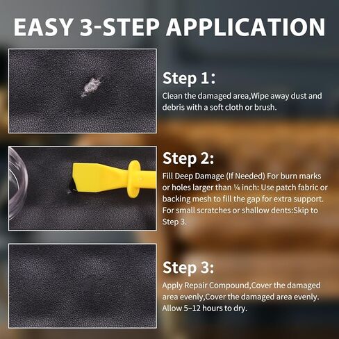 Leather Repair Kit,Car Seats, Sofa,Jacket & Purse - Repairs Burn Holes,Scratches,Tears - Restores Faux,Vinyl,Artificial and Real Leather (Black) in Kuwait