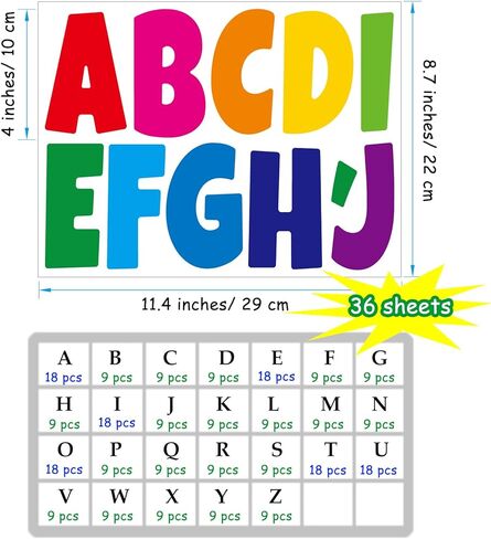 Bemeol Letter Stickers 378 Pcs Bulletin Board Letters for Classroom 4 Inch Alphabet Cutout Letters for Poster Board Display Home Classroom School Decor(Black) in Saudi Arabia