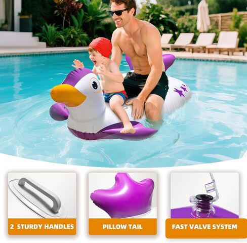 Inflatable Pool Float, Penguin Float with Handle Summer Beach Swimming Pool Floatie Lounge Floating Raft for Outdoor Party Decorations Toys for Adults Kids in Saudi Arabia