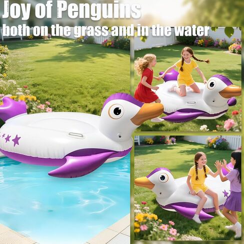 Inflatable Pool Float, Penguin Float with Handle Summer Beach Swimming Pool Floatie Lounge Floating Raft for Outdoor Party Decorations Toys for Adults Kids in Saudi Arabia