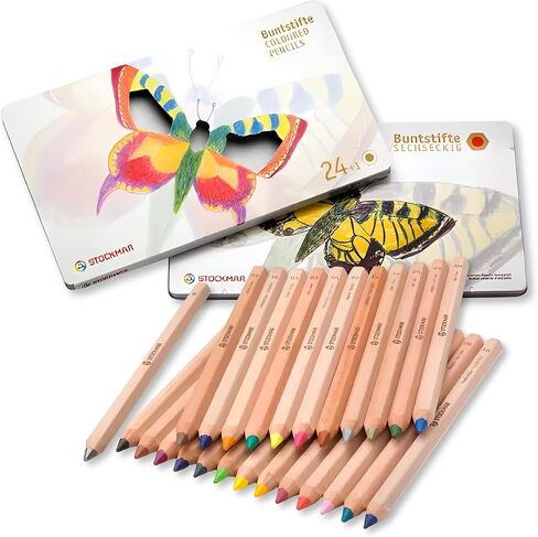 STOCKMAR Hexagonal Colored Pencil Set – 18 Assorted Colors + Graphite Pencil in Metal Tin | Non-Toxic Art Supplies for Kids, Teens at Home or School | Professional Colored Pencils for Adults Artist in Saudi Arabia