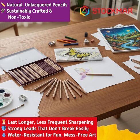 STOCKMAR Hexagonal Colored Pencil Set – 18 Assorted Colors + Graphite Pencil in Metal Tin | Non-Toxic Art Supplies for Kids, Teens at Home or School | Professional Colored Pencils for Adults Artist in Saudi Arabia