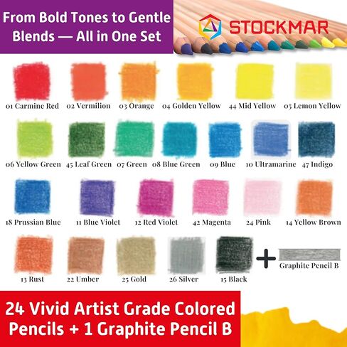 STOCKMAR Hexagonal Colored Pencil Set – 18 Assorted Colors + Graphite Pencil in Metal Tin | Non-Toxic Art Supplies for Kids, Teens at Home or School | Professional Colored Pencils for Adults Artist in Saudi Arabia