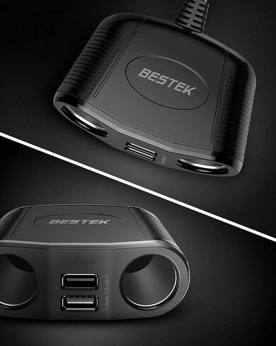 BESTEK Cigarette Lighter Splitter Adapter - 150W Car Charger Adapter with 2-Socket Dual 12v Splitter 2.4A USB DC Cigarette Outlet and PD30W Car Charger Super Fast Charger in Saudi Arabia