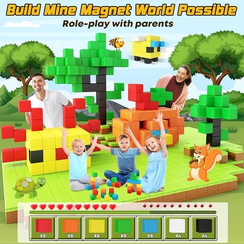 48PCS Magnetic Blocks for Toddlers Toys, Large Magnetic Cube Toys for Sensory STEM Education Preschool Magnet Toys for 3 4 5 6 Year Old Boys and Girls, Compatile with Mine Magnet World in Kuwait