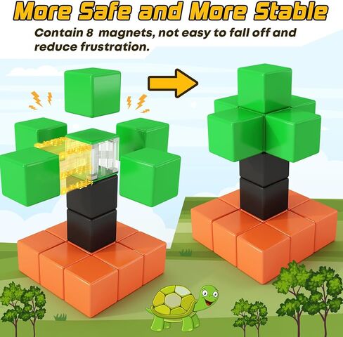 48PCS Magnetic Blocks for Toddlers Toys, Large Magnetic Cube Toys for Sensory STEM Education Preschool Magnet Toys for 3 4 5 6 Year Old Boys and Girls, Compatile with Mine Magnet World in Kuwait