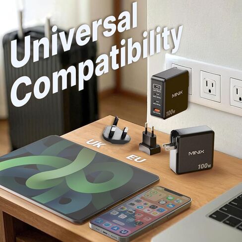 شاحن MINIX 165W USB C، شاحن GaN II PD3.1 Max 140W، شاحن حائط Turbo 4-Port، محطة شحن سريعة، محول لأجهزة MacBook Pro/iPad Air/iPhone15 Pro Max/Samsung/Galaxy S24 Ultra والمزيد in Saudi Arabia