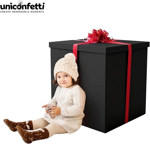 Giant Gift Box 24x24x24in JUMBO Extra Large Cardboard Decorative Box with Lid for Birthday Surprise, Pregnancy Announcement, Gender Reveal, Christmas Presents & Other Celebrations (White) in Saudi Arabia