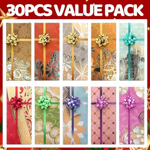 Roowest 30 Sets Christmas Shagun Gift Card Holders with Bow for Jewelry Money Holder Thanksgiving Wrap Boxes for Party Favors in Saudi Arabia