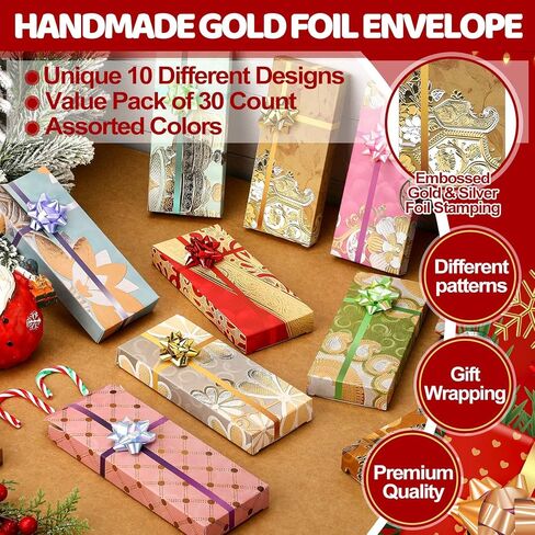 Roowest 30 Sets Christmas Shagun Gift Card Holders with Bow for Jewelry Money Holder Thanksgiving Wrap Boxes for Party Favors in Saudi Arabia