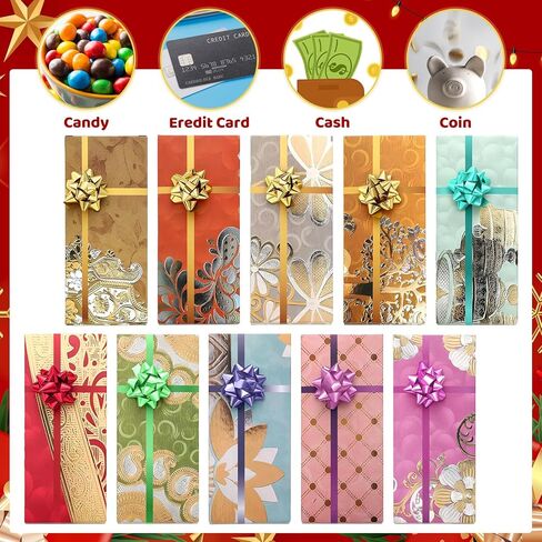 Roowest 30 Sets Christmas Shagun Gift Card Holders with Bow for Jewelry Money Holder Thanksgiving Wrap Boxes for Party Favors in Saudi Arabia