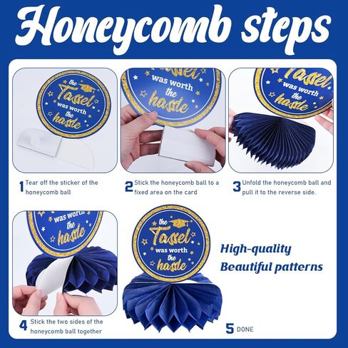 8 PCS Graduation Centerpieces for Tables 2023 Blue and Gold Honeycomb Centerpiece Class of 2023 Graduation Decorations Party Favors in Kuwait