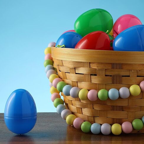 Entervending Easter Eggs 3" - Bright Fillable Capsule Egg – 12ct - Easter Basket Stuffers - Empty Large Enough to Hold Toy and Candy - Plastic Capsule Eggs Filler Bulk - Egg Hunt Kids Surprise in Saudi Arabia