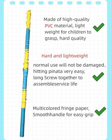 32-inch pinata sticks,pinata sticks that won't break,the quality is veryvery hard.kids can enjoy playing at the pinata party without worrying about it getting damaged.Pinata sticks kids love in Kuwait