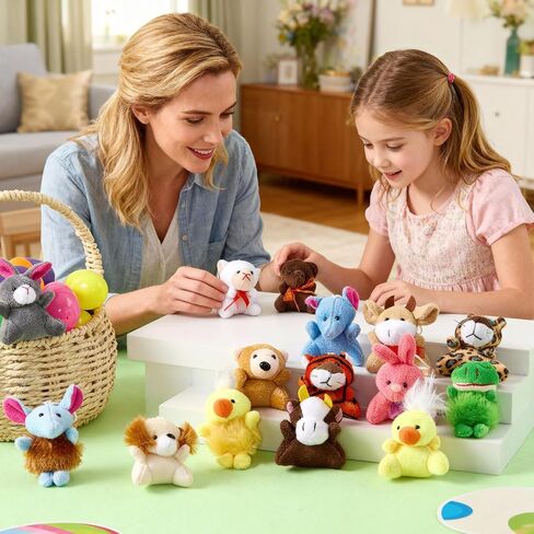 JOYIN 24 مجموعة متنوعة من ألعاب الحيوانات القطيفة الصغيرة (24 وحدة 3 بوصات لكل واحدة)، تزيين سلسلة مفاتيح الحيوانات للأطفال، مجموعة حيوانات صغيرة محشوة للأطفال، جوائز الكرنفال، جوائز آلة المخالب، هدايا اليوم الأخير من المدرسة in Kuwait