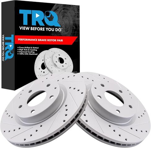 TRQ Front Brake Rotor Set G Coated Vented Compatible with 2019-2024 Mazda 3 2020-2024 CX-30 in Saudi Arabia