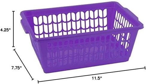 YBM HOME Plastic Perforated Storage Basket Bin Office Drawer, Shelf Desktop Countertop Tray Organizer 32-1188 (1, Purple) in Kuwait