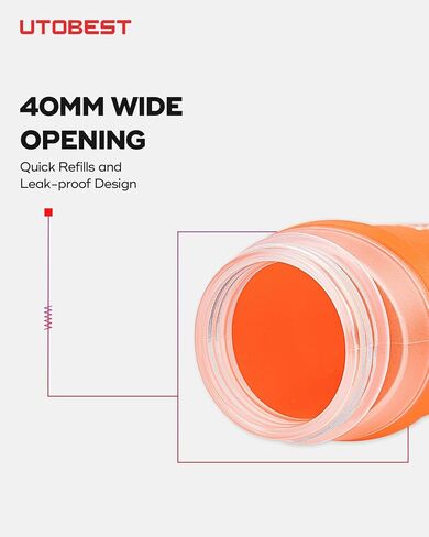 قارورة ناعمة من UTOBEST، قارورة ناعمة سعة 550 مل مع قش، قارورة تشغيل قابلة للطي من مادة TPU، قارورة محمولة قابلة للطي محمولة للسفر والسفر والمشي لمسافات طويلة وركوب الدراجات في المدينة والمشي باللون البرتقالي in Kuwait