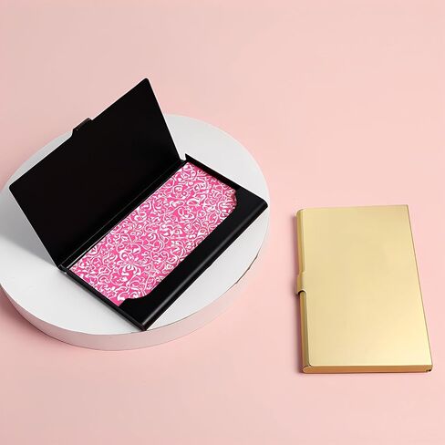 Aluminum Alloy Business Card Case, 2 PCS Flip Cover Slim Pocket Gold Business Card Holder Case Metal Purse Name Cards Holders Simple for Women Men Name Cards, Gold and Black in Kuwait