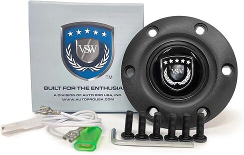 عجلات القيادة VSW 6-Bolt 350mm طقم جلد أسود؛ يشتمل على: عجلة القيادة، محول محور، زر قرن متوافق مع موستانج (لموستانج 1984-04، جلد أسود) in Saudi Arabia