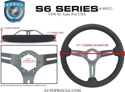 عجلات القيادة VSW 6-Bolt 350mm طقم جلد أسود؛ يشتمل على: عجلة القيادة، محول محور، زر قرن متوافق مع موستانج (لموستانج 1984-04، جلد أسود) in Saudi Arabia