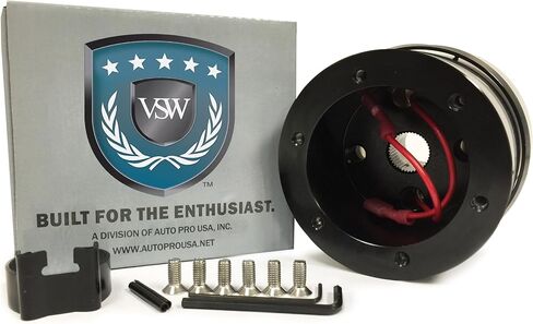 عجلات القيادة VSW 6-Bolt 350mm طقم جلد أسود؛ يشتمل على: عجلة القيادة، محول محور، زر قرن متوافق مع موستانج (لموستانج 1984-04، جلد أسود) in Saudi Arabia