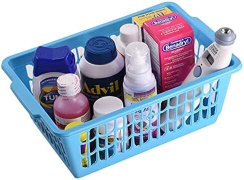 YBM HOME Plastic Perforated Storage Basket Bin Office Drawer, Shelf Desktop Countertop Tray Organizer 32-1188 (1, Purple) in Kuwait