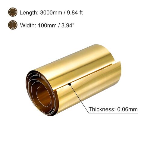uxcell Brass Sheet Roll, 3000mm x 10mm x 0.1mm Brass Foil Roll Brass Strip for Crafts, Electrical Repairs, Grounding in Kuwait