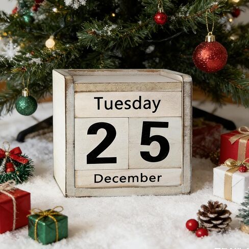 Rustic Wooden Perpetual Block Calendar Daily Desk Calendar for Coffee Table Decor Teachers Students Classroom Office Accessories Farmhouse Entryway Bookshelf Decoration in Kuwait