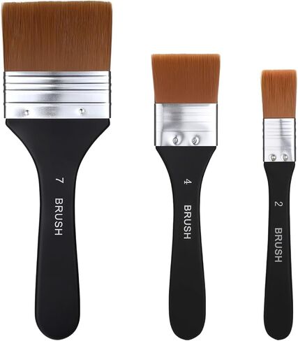 3Pcs Wide Flat Acrylic Paint Brushes for Acrylic Painting Large Nylon Artist Paintbrushes Art Varnish Brush for Oil Watercolor Varnish Canvas Painting in Saudi Arabia
