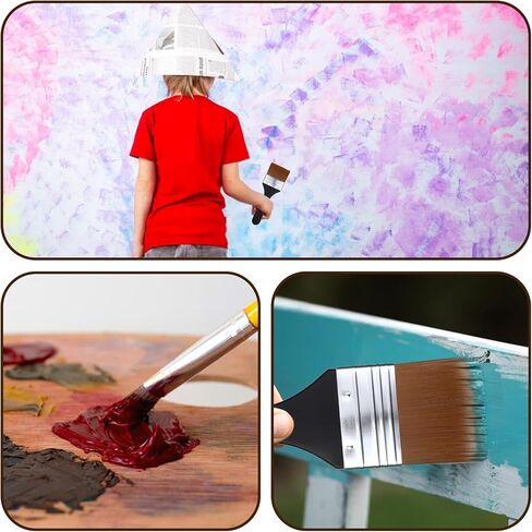 3Pcs Wide Flat Acrylic Paint Brushes for Acrylic Painting Large Nylon Artist Paintbrushes Art Varnish Brush for Oil Watercolor Varnish Canvas Painting in Saudi Arabia