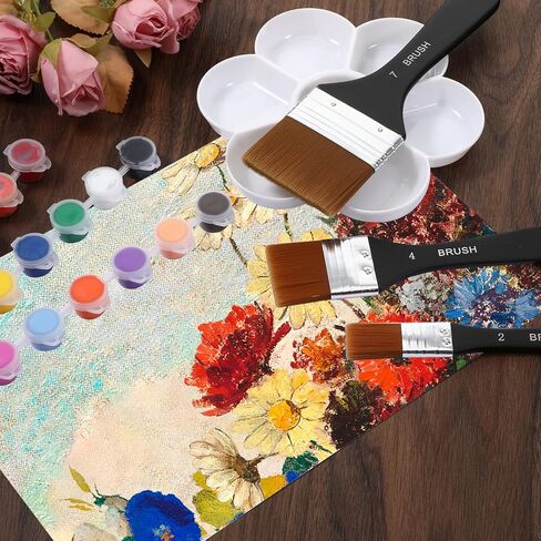 3Pcs Wide Flat Acrylic Paint Brushes for Acrylic Painting Large Nylon Artist Paintbrushes Art Varnish Brush for Oil Watercolor Varnish Canvas Painting in Saudi Arabia