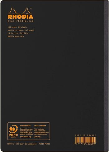RHODIA 119218C - دفتر تكوين خلفي من القماش الناعم برتقالي - A5 - مسطر - 160 صفحة - ورق كليرفونتين أبيض 80 جم / م - كلاسيكي in Kuwait