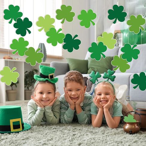 45Pcs St. Patrick’s Day Shamrock Cutouts Gradient Green Lucky Clover Cut-Outs Irish Cardboard Paper Cutting with 100Pcs Glue Points for DIY Crafts Classroom Bulletin Board Decor in Saudi Arabia