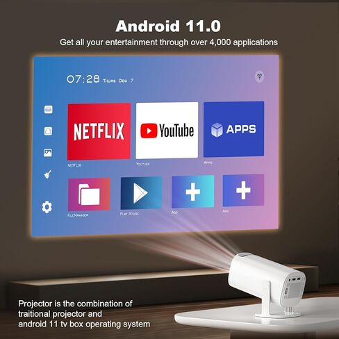 New P30 Retro Game Console with Projector，4K HD Portable Projector with 36000+ Games，Plug and Play TV Video Game Stick，Smart Projector with 2.4g Wireless Controllers，Android TV 11.0, WiFi in Saudi Arabia