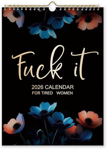 تقويم Fu-ck It 2026 للنساء المتعبات، تقويم جداري 2026 Fu-ck It للنساء المتعبات، تقويم شهر معلق فكاهي، تقويم معلق للمكتب المنزلي، كلمة أقسم مضحكة، تقويم شهري هدية للمرأة (أ) in Kuwait