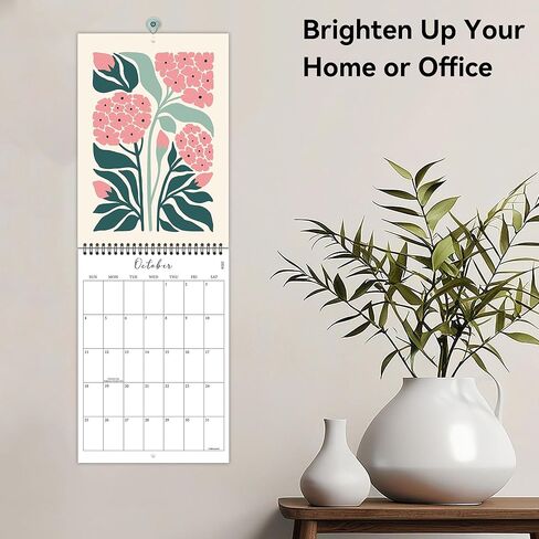 2026-2027 Wall Calendar Art Floral, 18 Months Wall Calendar from July 2026 - December 2027, Unique Modern Hanging Monthly Calendar for Home Office Decor, 8.2" x 23" Open in Saudi Arabia