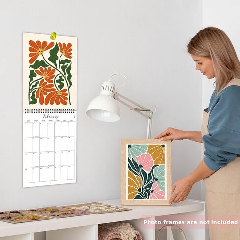 2026-2027 Wall Calendar Art Floral, 18 Months Wall Calendar from July 2026 - December 2027, Unique Modern Hanging Monthly Calendar for Home Office Decor, 8.2" x 23" Open in Saudi Arabia