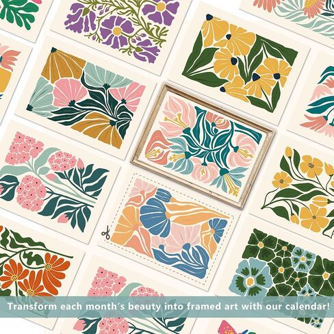 2026-2027 Wall Calendar Art Floral, 18 Months Wall Calendar from July 2026 - December 2027, Unique Modern Hanging Monthly Calendar for Home Office Decor, 8.2" x 23" Open in Saudi Arabia