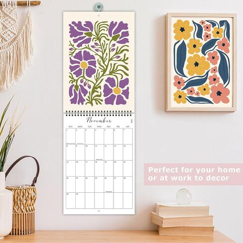 2026-2027 Wall Calendar Art Floral, 18 Months Wall Calendar from July 2026 - December 2027, Unique Modern Hanging Monthly Calendar for Home Office Decor, 8.2" x 23" Open in Saudi Arabia