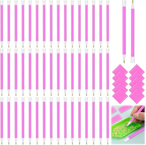 60 قطعة من أدوات الرسم بالألماس الوردي مجموعة أدوات وإكسسوارات الرسم الفني 5D مع 50 قلمًا و10 طين غراء للحرف اليدوية للرسم الماسي in Kuwait