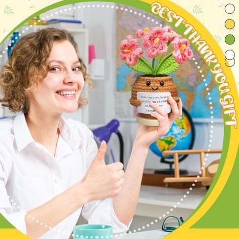 4 Pcs Christmas Employee Appreciation Gifts Thank You Gift for Women You May Be Proud Crochet Ornament and Keychains Inspirational Notebook for Coworker Teacher Boss Pastor Nurse Staff(Flower) in Saudi Arabia