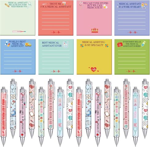 24 Sets Christmas Medical Assistant Gifts Include Funny Ballpoint Pens and Sticky Notes for Medical Assistant Students Practitioner CNA MA RN Assist Healthcare Work Christmas Favor Gifts in Saudi Arabia