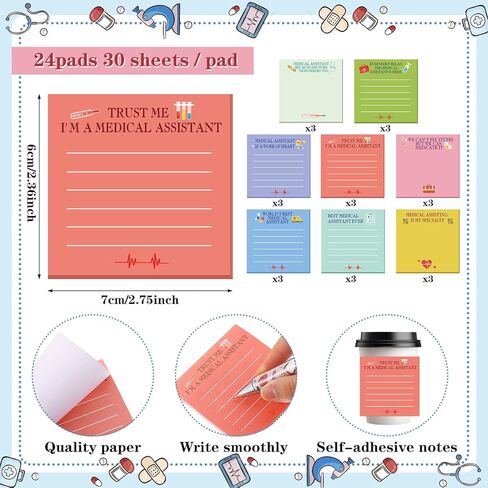 24 Sets Christmas Medical Assistant Gifts Include Funny Ballpoint Pens and Sticky Notes for Medical Assistant Students Practitioner CNA MA RN Assist Healthcare Work Christmas Favor Gifts in Saudi Arabia