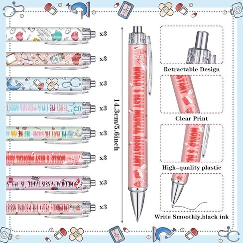 24 Sets Christmas Medical Assistant Gifts Include Funny Ballpoint Pens and Sticky Notes for Medical Assistant Students Practitioner CNA MA RN Assist Healthcare Work Christmas Favor Gifts in Saudi Arabia