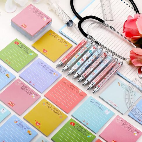24 Sets Christmas Medical Assistant Gifts Include Funny Ballpoint Pens and Sticky Notes for Medical Assistant Students Practitioner CNA MA RN Assist Healthcare Work Christmas Favor Gifts in Saudi Arabia